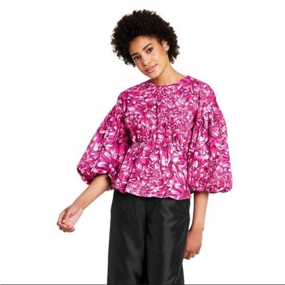Kika Vargas x Target Mum Floral Scallop Back Blouse Top Size Medium NWT | Poshmark