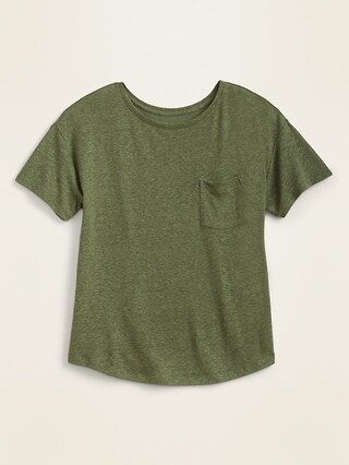 Loose-Fit Linen-Blend Pocket Easy Tee for Women | Old Navy (US)