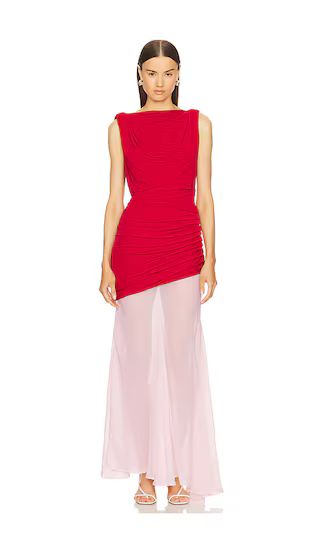 by Marianna Enoa Midi Dress in Red & Light Pink | Revolve Clothing (Global)