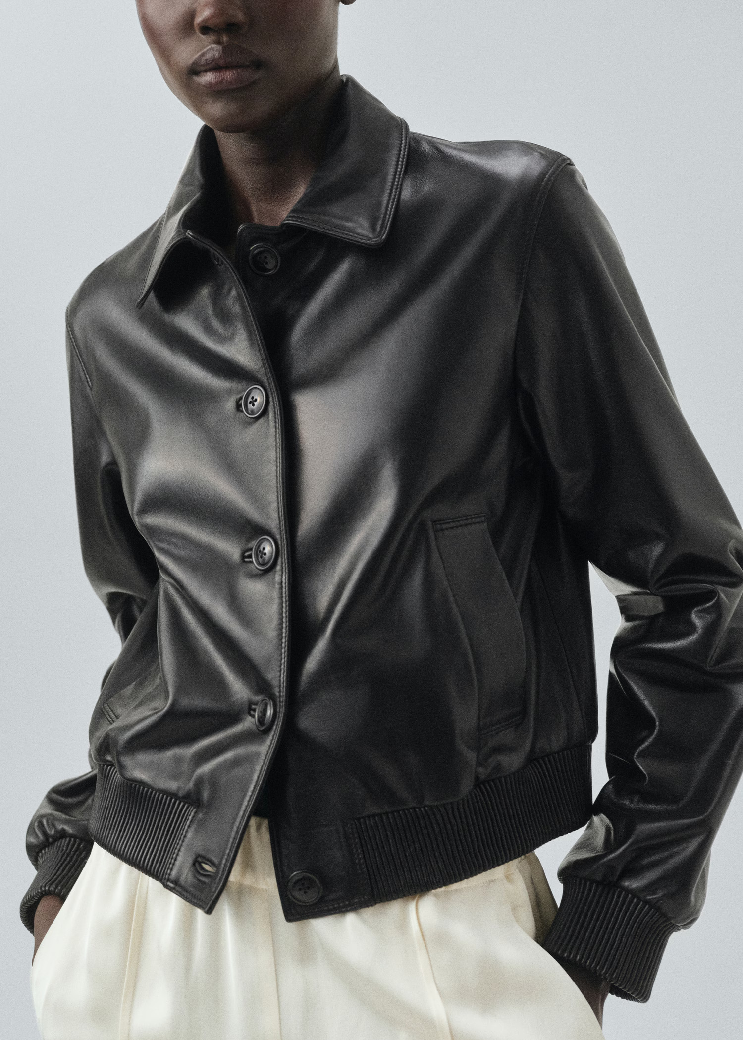 100% leather bomber jacket | MANGO (UK)