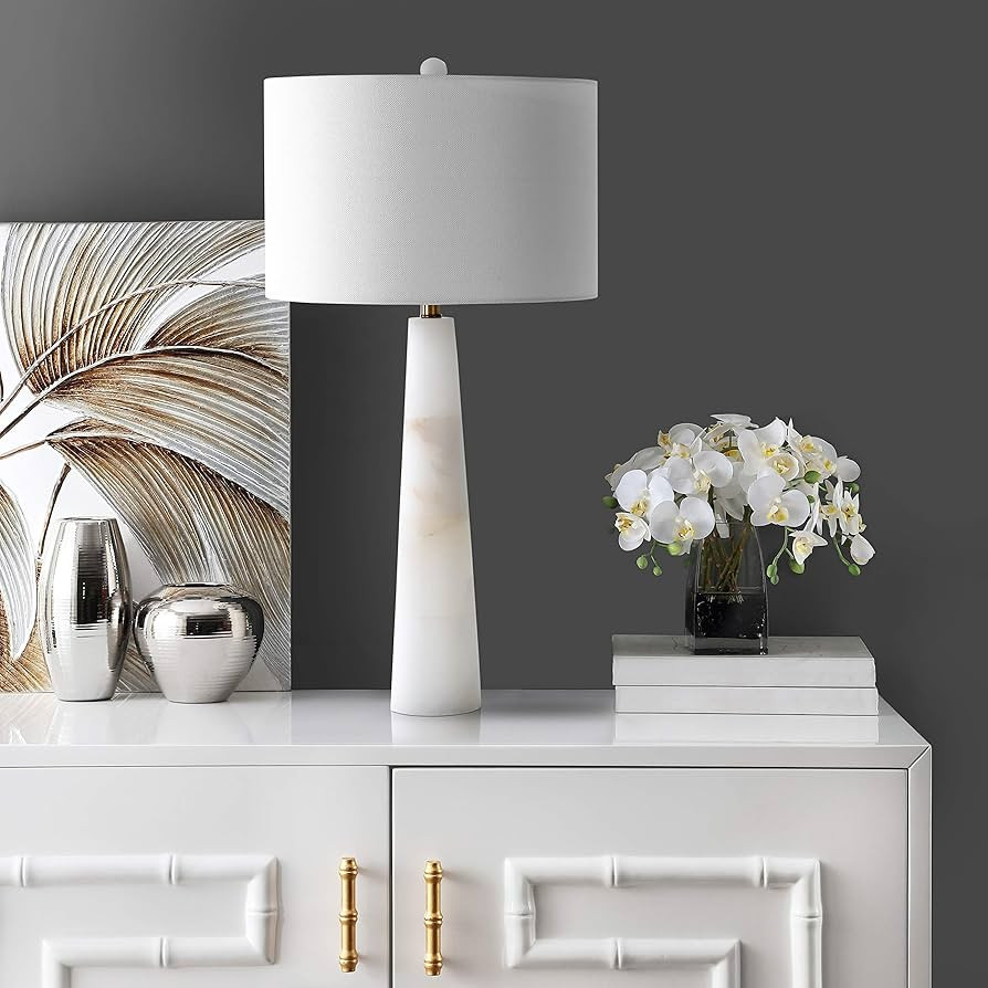 Safavieh Lighting Collection Delilah Alabaster White 30-inch Bedroom Living Room Home Office Desk... | Amazon (US)