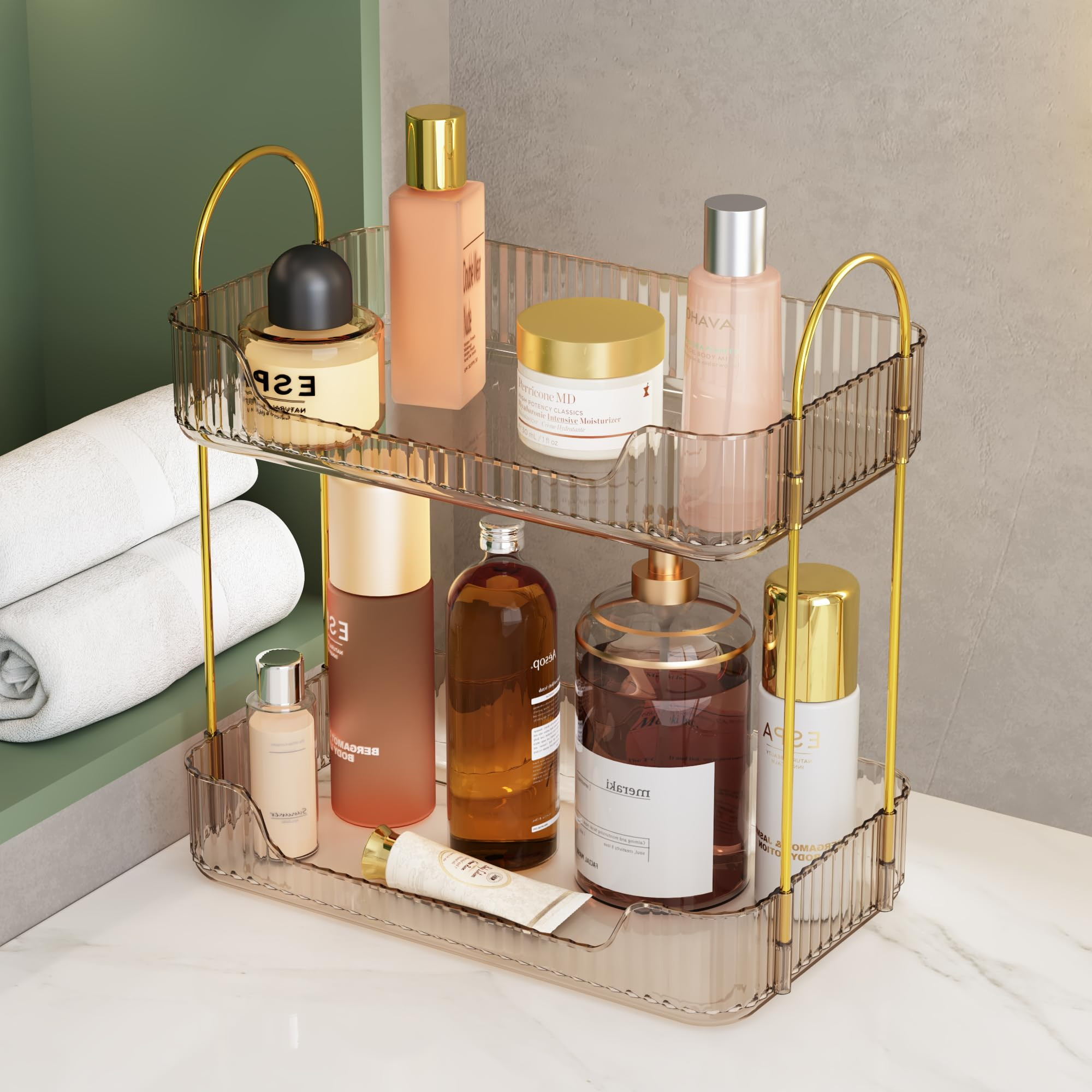 Bathroom Counter Organizer - 2 Tier Perfume & Skincare Holder Vanity Cosmetic Organizer for Dress... | Amazon (US)