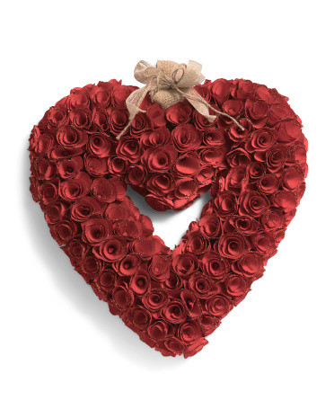 19.5in Wood Curl Heart Wreath | TJ Maxx