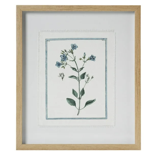 Crystal Art Gallery - Blue Flowers Printed Linen Framed Floral Farmhouse Wall Art - 13" x 15" | Walmart (US)