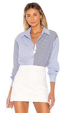 L'Academie The Blaise Top in Blue & White from Revolve.com | Revolve Clothing (Global)