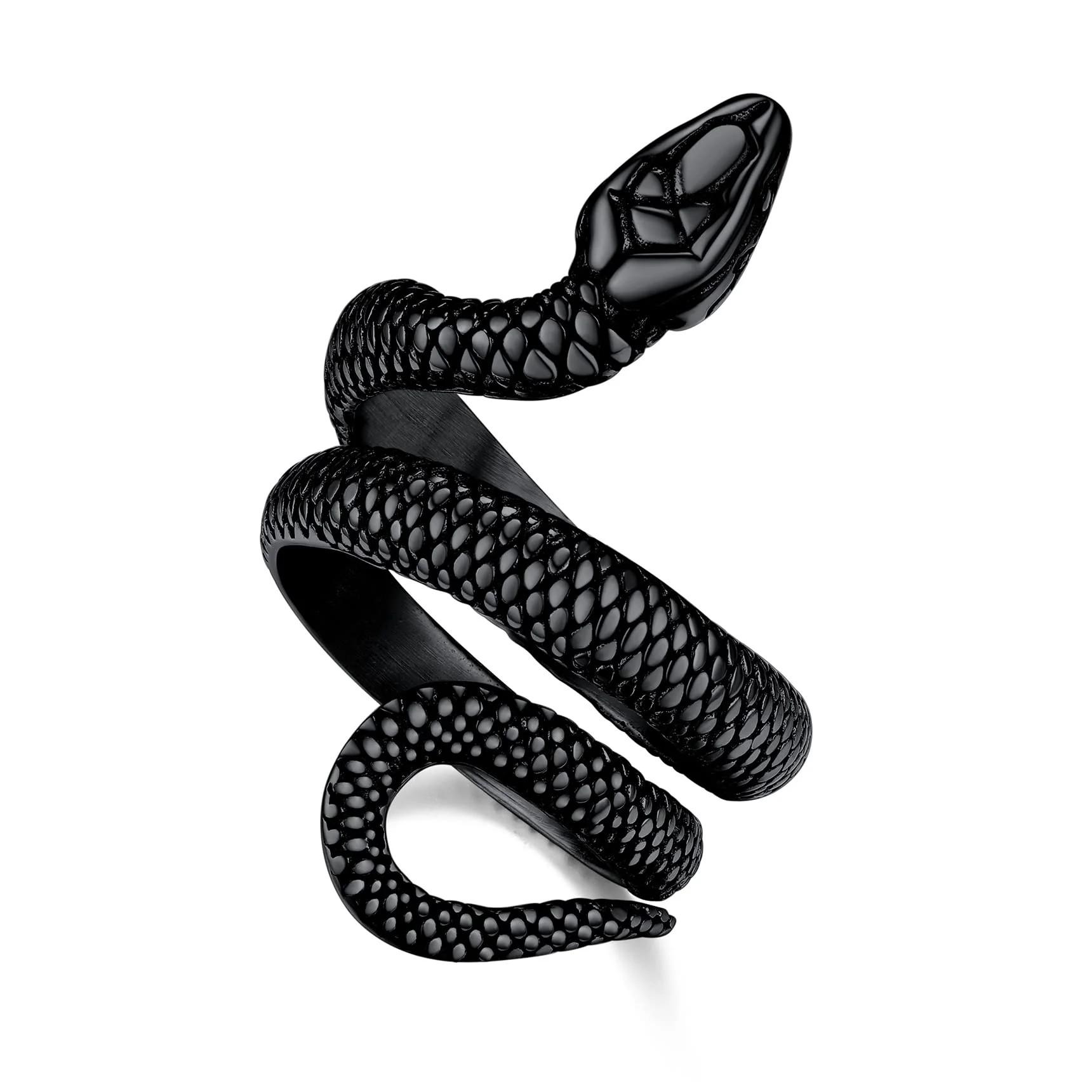 Bestyle Punk Gothic Snake Rings Fashion Stainless Steel Rings for Men Women, Black Serpent Finger... | Walmart (US)