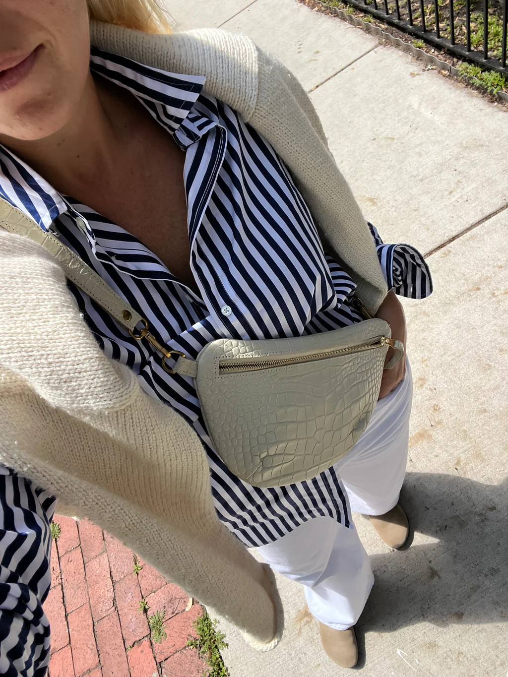 The Midi Sling, Ivory Croco | Abby Alley