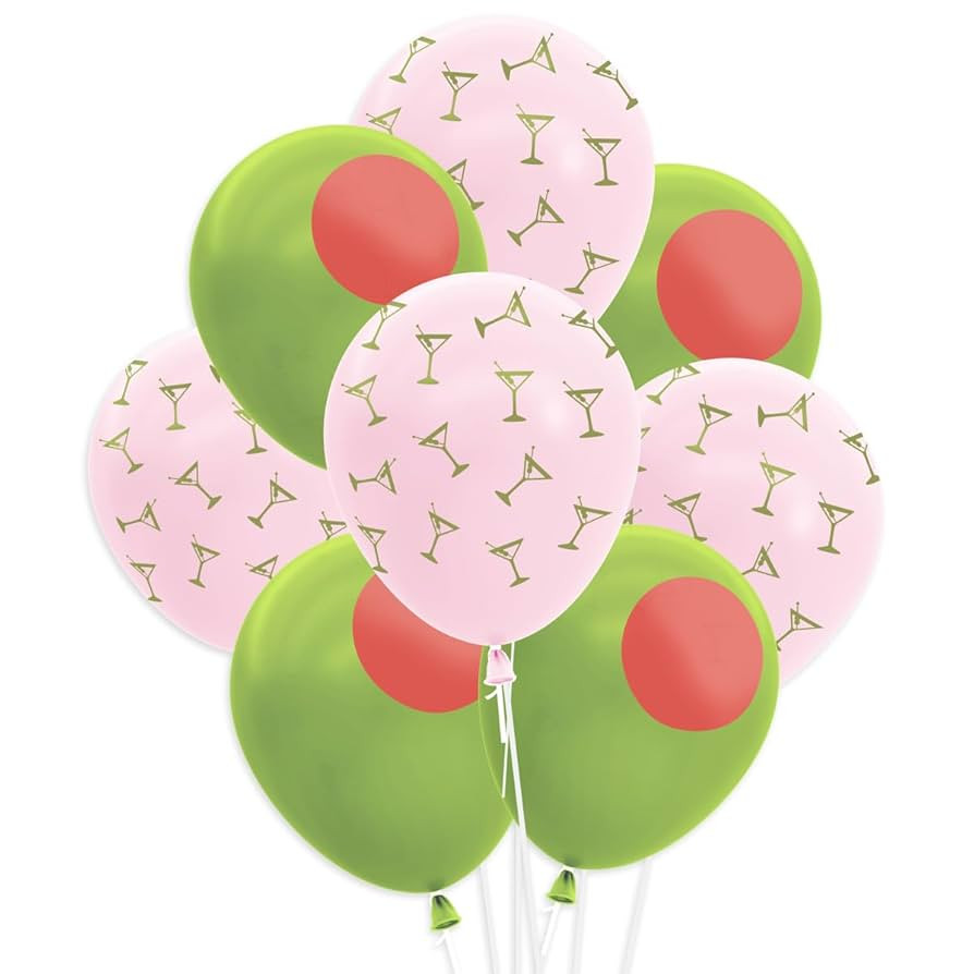 xo, Fetti Dirty Martini Latex Balloons - 24 pk, 12" | Olive Cocktail Decorations, Pink Bacheloret... | Amazon (US)