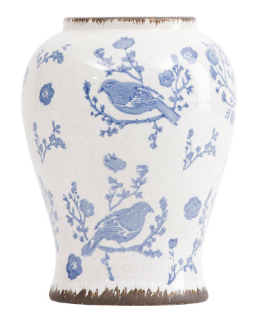 6x8 Birds Toile Crackle Vase | TJ Maxx