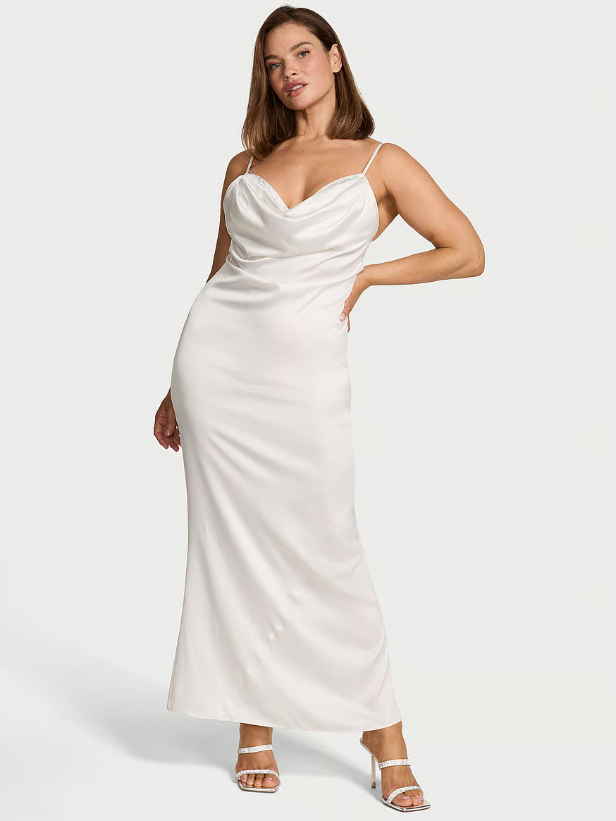 Buy Satin Sparkle Draped Maxi Slip, Coconut White - Order Slips online - Victoria's Secret US | Victoria's Secret (US / CA )