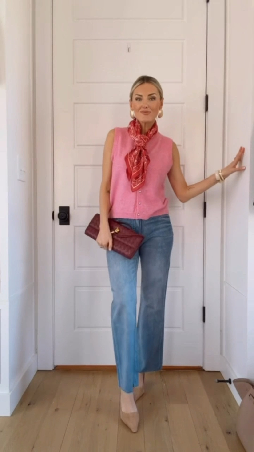 This pink top from Avara paired with red! 😍 I love the way this look turned out. A fun scarf truly elevates your outfit with such little effort! This would be great for weekend outings or casual workwear! Wearing size S/26

Loverly grey, pink sleeveless sweater outfit, red and pink outfit, scarf styling ideas, spring capsule for women 

#LTKWorkwear #LTKSeasonal #LTKootd