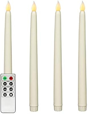 Ivory 10.8" Flameless Taper Candles with Timer, Battery Operated Dinner Candles, Smooth Wax Finis... | Amazon (US)