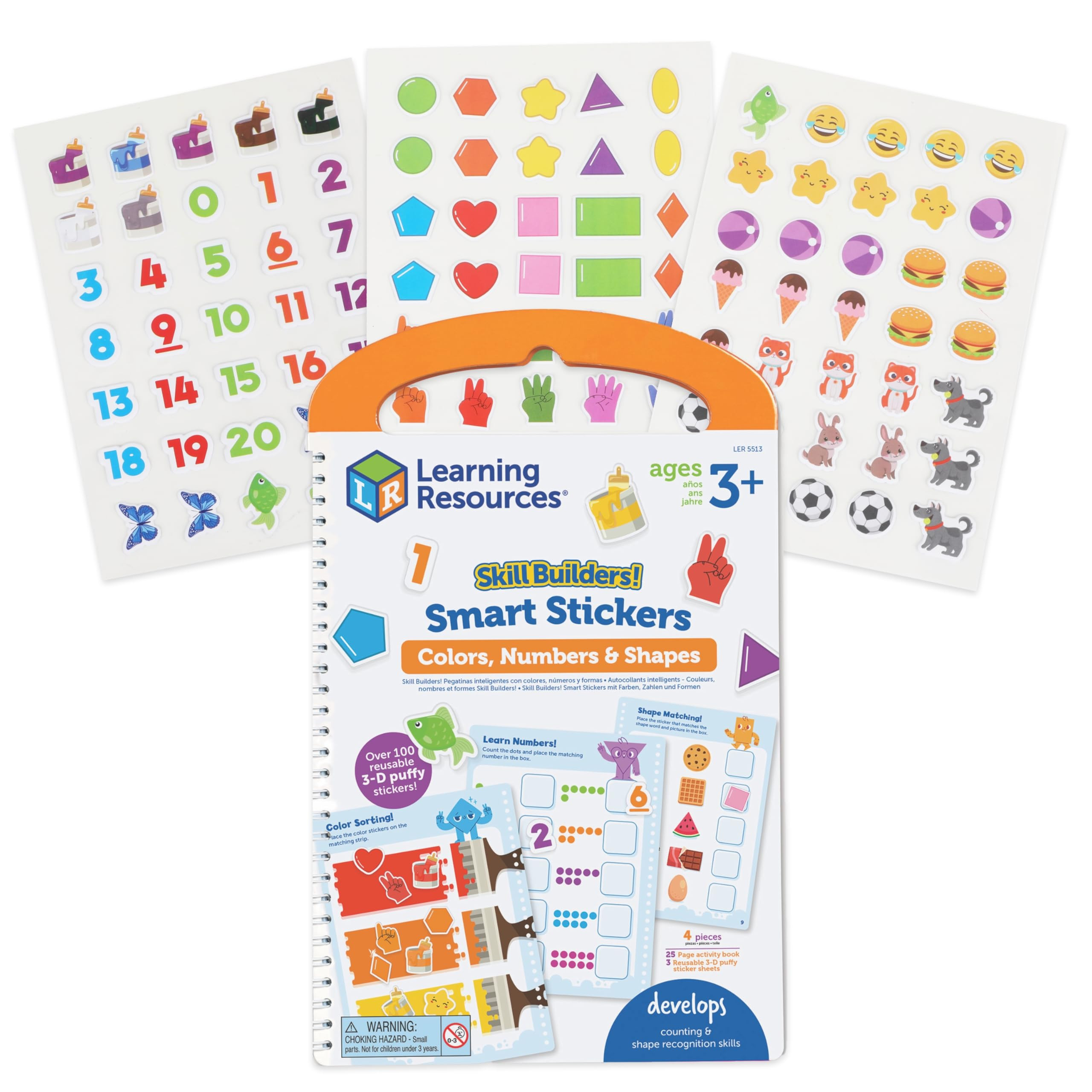 Learning Resources Skill Builders Smart Stickers Colors, Numbers, and Shapes, Reusable Sticker Bo... | Amazon (US)