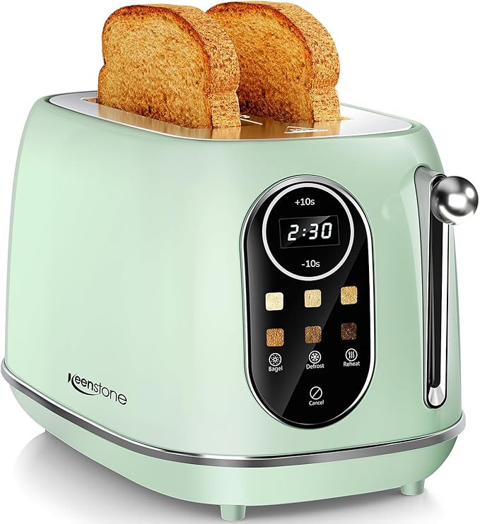 Keenstone Smart Touch Screen Toaster 2 Slice, Retro Wide Slot Stainless Steel Toaster with 6 Brow... | Amazon (US)