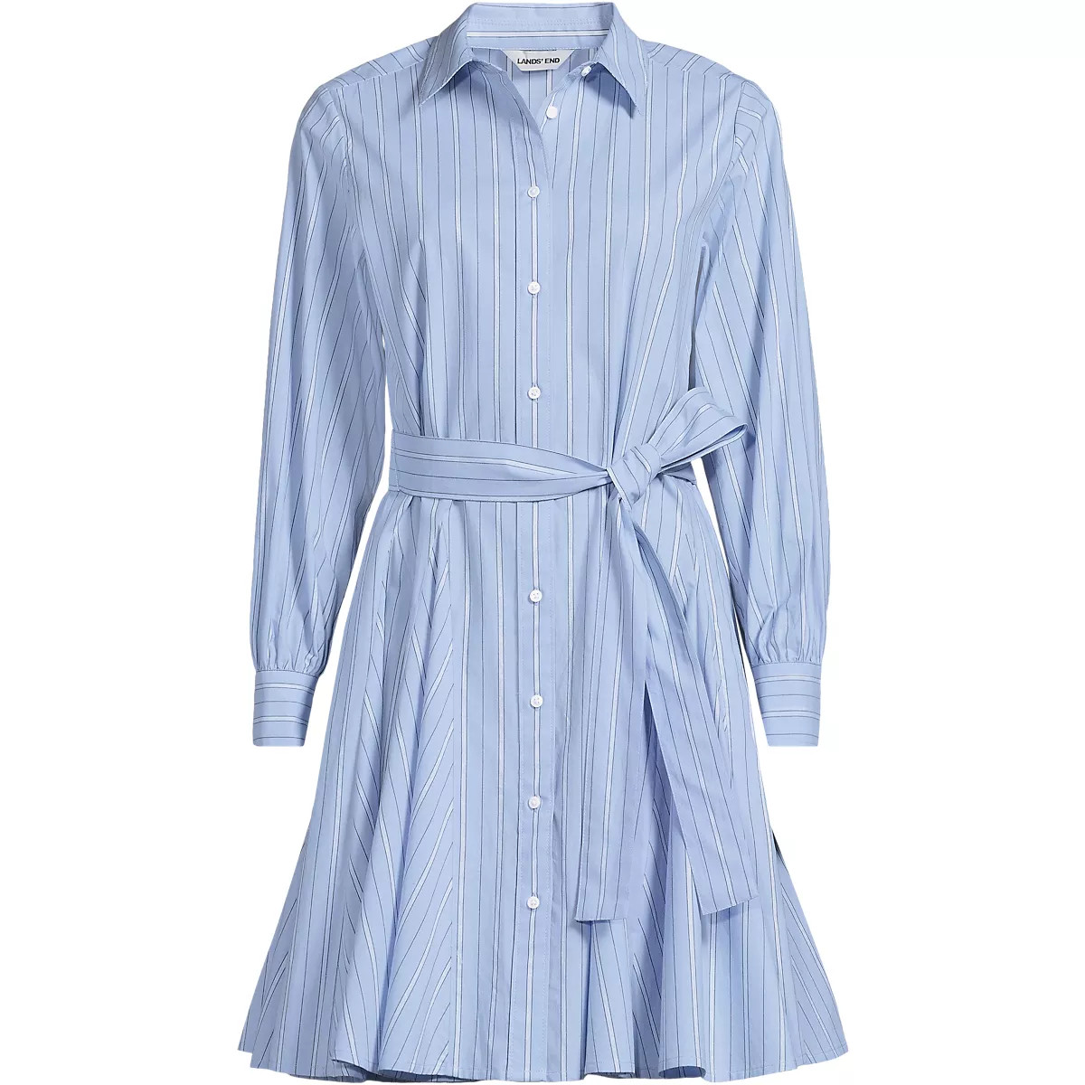 Women's Poplin Button Front Dress with Godets | Lands' End (US)