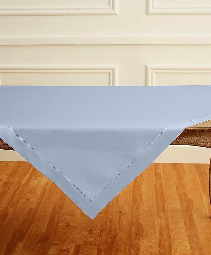 Solino Home Square Linen Tablecloth Sky Blue – 100% Pure Linen Table Throw 52 x 52 Inch – Cla... | Amazon (US)
