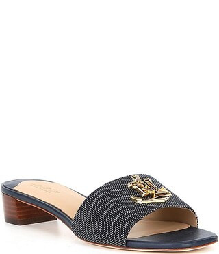 Lauren Ralph Lauren Fay Anchor-Logo Cross-Dyed Canvas Sandals | Dillard's | Dillard's