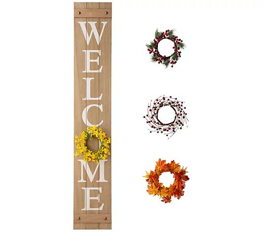 Glitzhome Welcome Patriotic, Spring, Fall, Holi day Wreath Sig | QVC