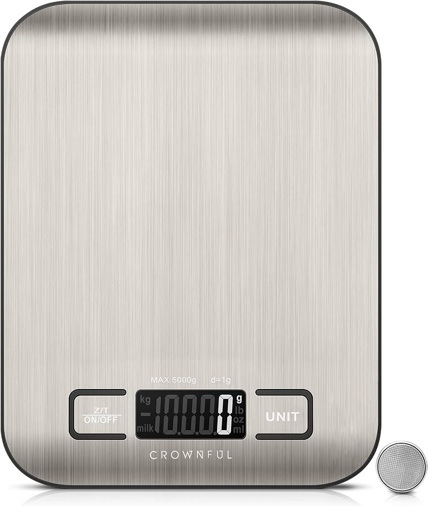 CROWNFUL Food Scale, 11lb Digital Kitchen Scales with Built-in Coin Battery, Weight Ounces and Gr... | Amazon (US)