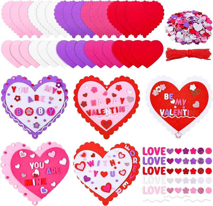 Fovths 430 Pieces Valentines Hearts Foam Craft Set Include Colorful Hearts Foam and Self-Adhesive... | Amazon (US)