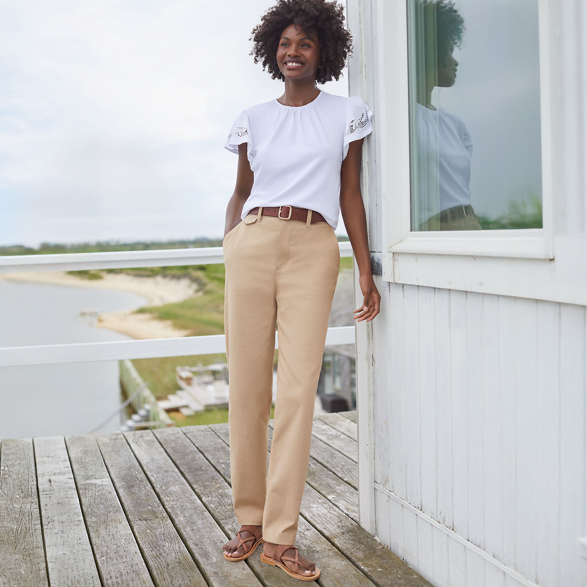 Women's Chino High Rise Rail Straight Leg Pants | Lands' End (US)