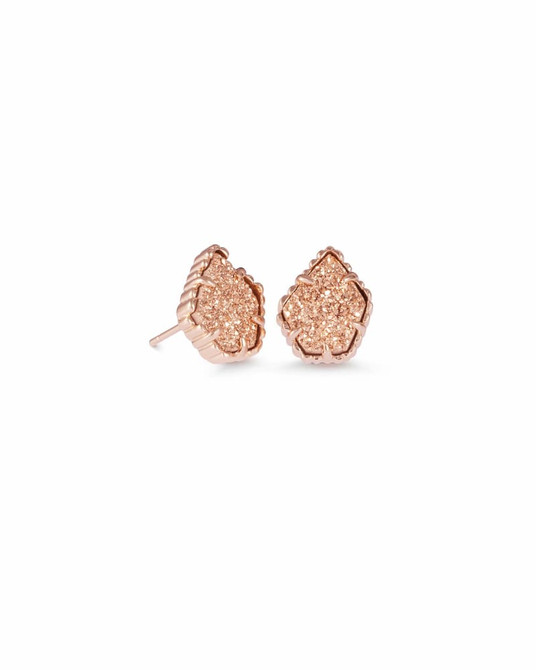 Tessa Rose Gold Stud Earrings in Rose Gold Drusy