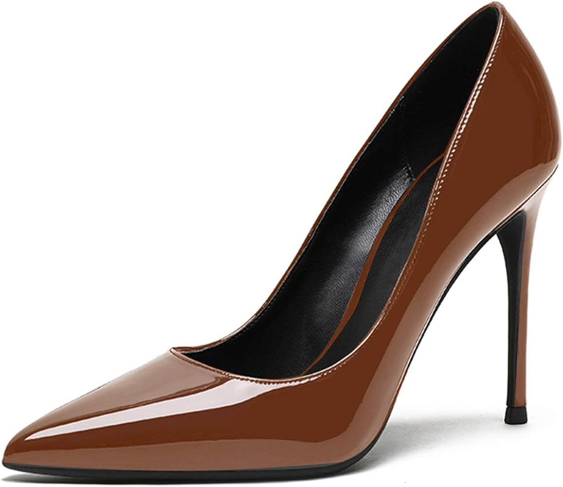 Eldof Womens Pointed Toe Pumps High Heel Stilettos Classic Slip On 4" Heels Wedding Party Office ... | Amazon (US)