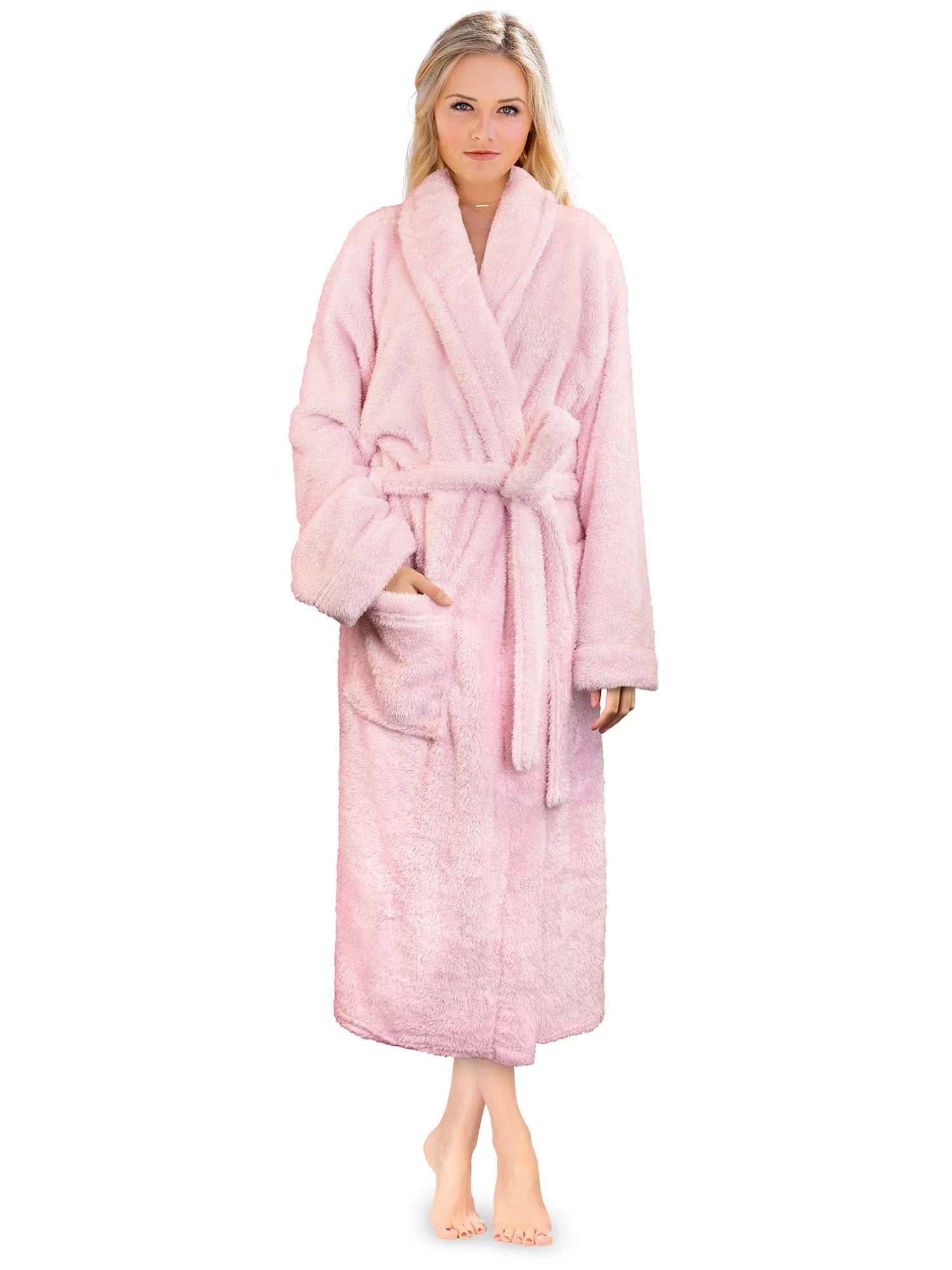 PAVILIA Premium Womens Plush Soft Robe Fluffy, Warm, Fleece Sherpa Shaggy Bathrobe (S/M, Light Pi... | Walmart (US)
