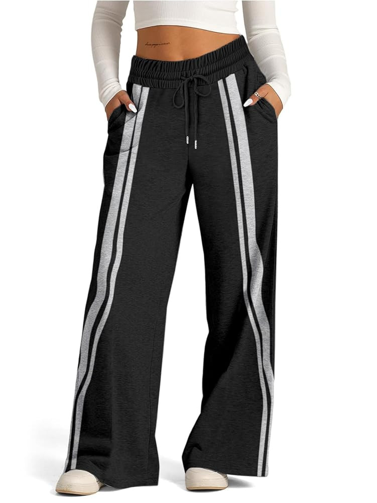 SOFIA'S CHOICE Wide Leg Sweatpants Women Drawstring High Waisted Pants with Pockets Jogger | Amazon (US)