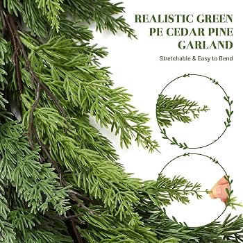 Alupssuc 6FT Artificial Christmas Garland, Cedar Garland -Real Touch Greenery Cypress Pine Garlan... | Amazon (CA)