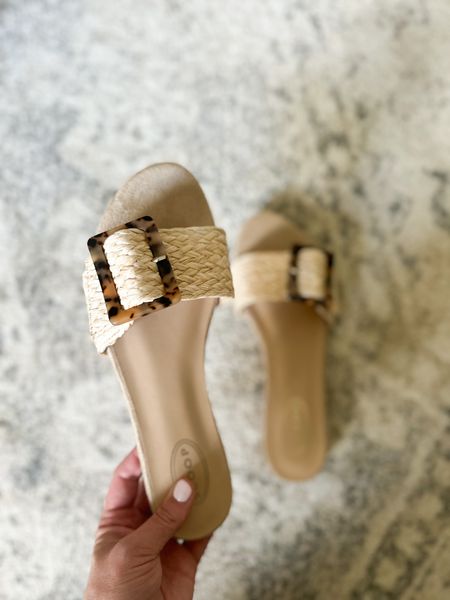 Walmart summer sandals 
Memory foam slides with an adjustable strap 
Size up 1/2 a size 

#LTKFindsUnder50 #LTKShoeCrush #LTKStyleTip