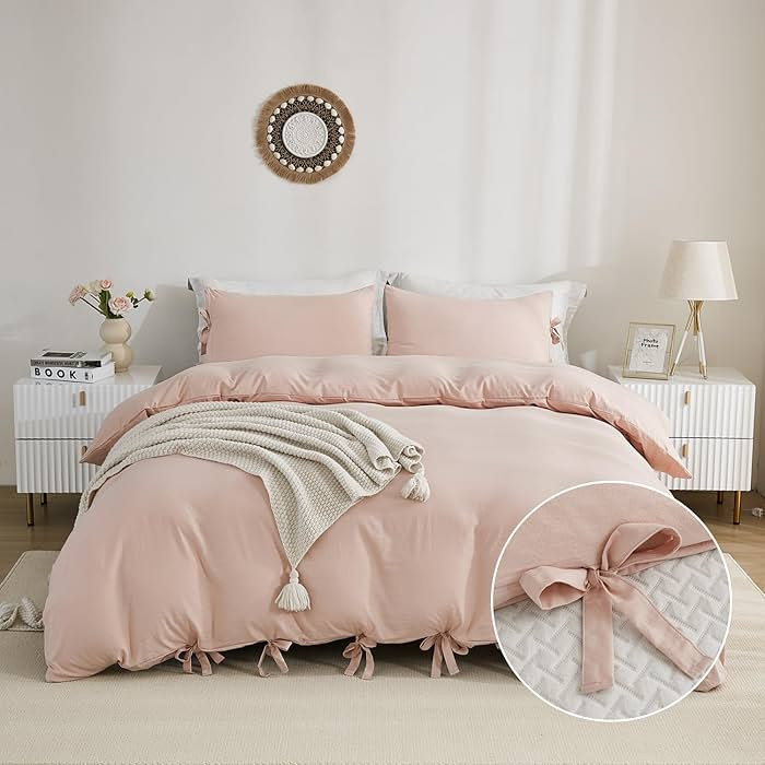 annadaif Pink Duvet Cover Full (79x90 Inch), 3 Pieces (2 Pillowcases, 1 Duvet Cover) Ultra Soft B... | Amazon (US)