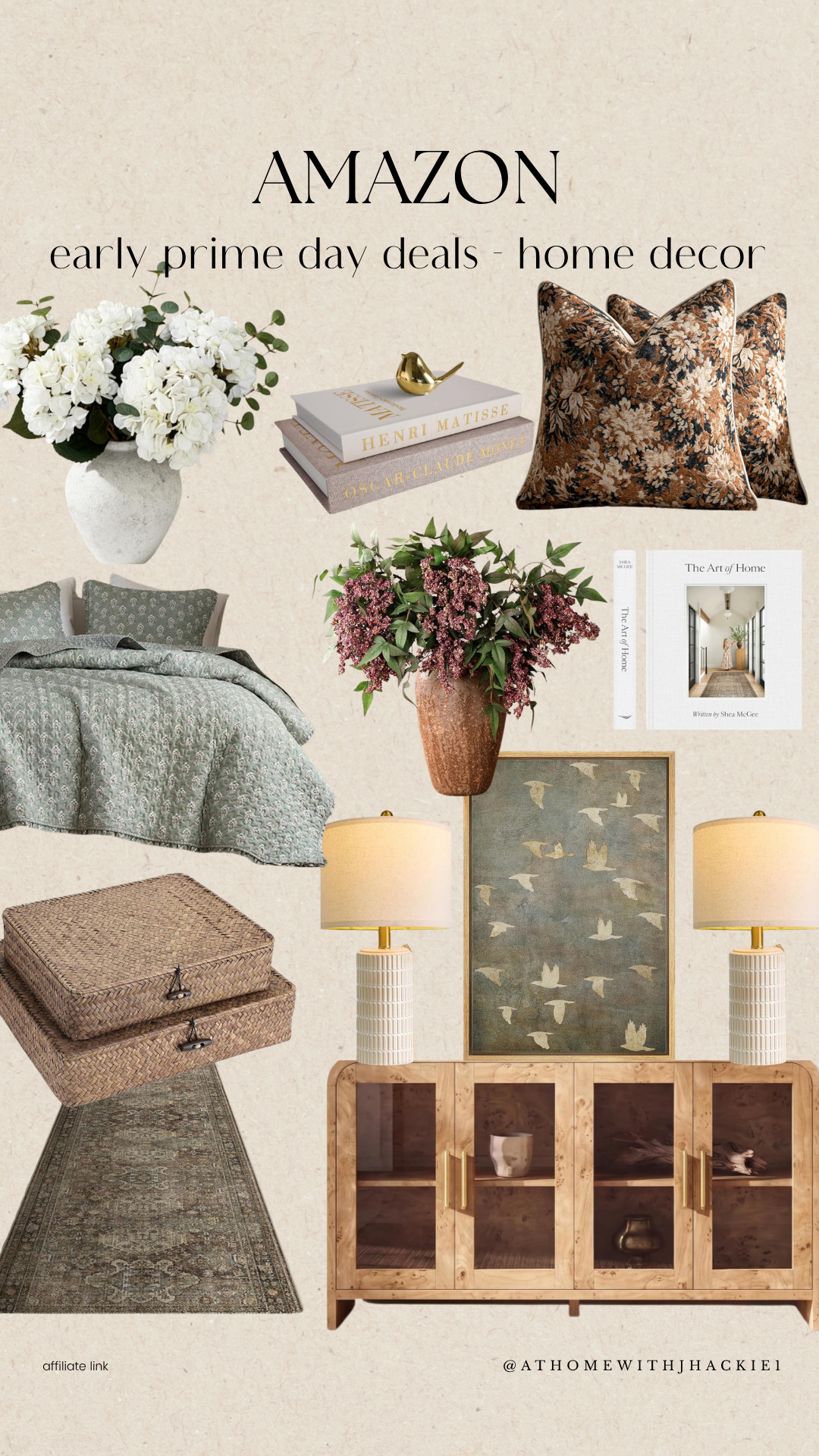 Amazon Early Prime Day Deals – Home Decor, home decor finds, Amazon home decor, Amazon Prime Day deals, neutral home decor, traditional home decor, vintage inspired decor, designer look for less, floral throw pillows, decorative coffee table books, faux hydrangeas, green quilt bedding, woven storage boxes, vintage style runner rug, bird wall art, burl wood cabinet, ceramic table lamps, cozy home styling, living room decor ideas, bedroom decor inspiration, affordable home decor, curated home finds, classic home design, Nancy Meyers aesthetic, warm neutral interiors

#LTKHome #LTKSaleAlert
