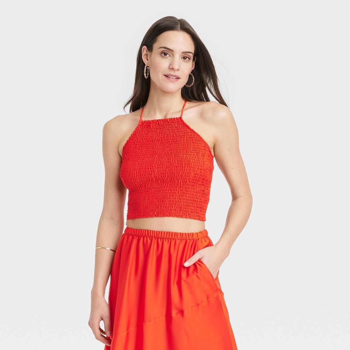 Women's Apron Tank Top - A New Day™ Orange L | Target