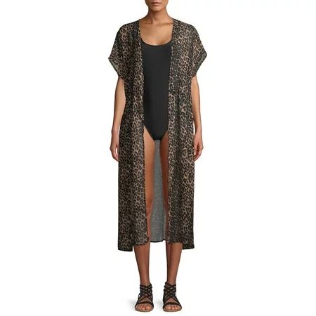 Time and Tru Leopard Print Kimono w/ Drawstring Waist | Walmart (US)