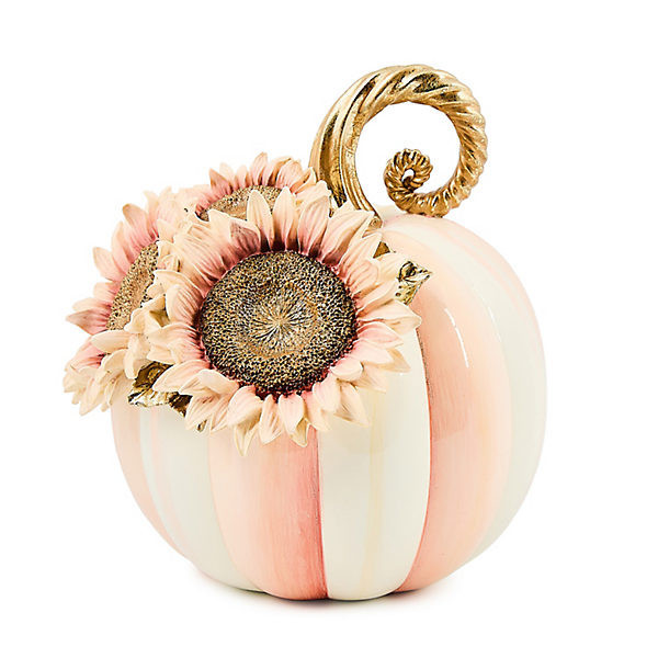 MacKenzie-Childs Rosy Stripe Small Sunflower Pumpkin | MacKenzie-Childs