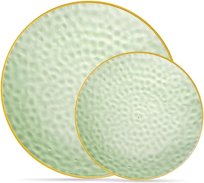 PLASTICPRO 32 Piece Combo Plates Set includes 16-7'' inch Plate & 16-10'' inch Plates Green Hamme... | Amazon (US)