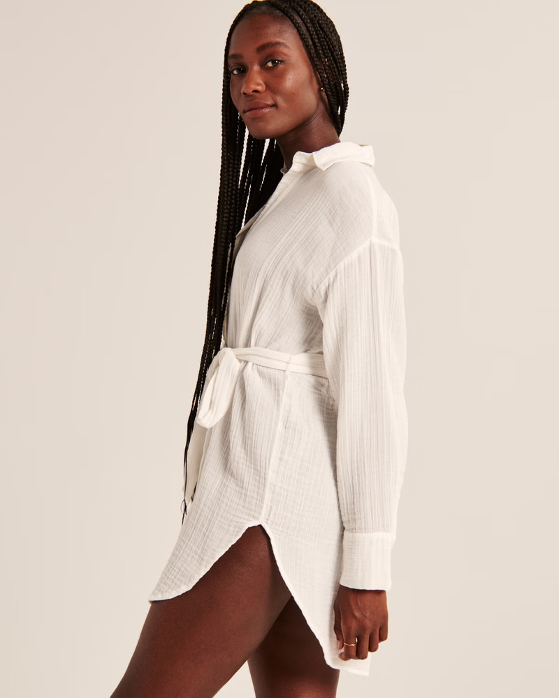 Gauzy Beach Mini Dress Coverup | Abercrombie & Fitch (US)