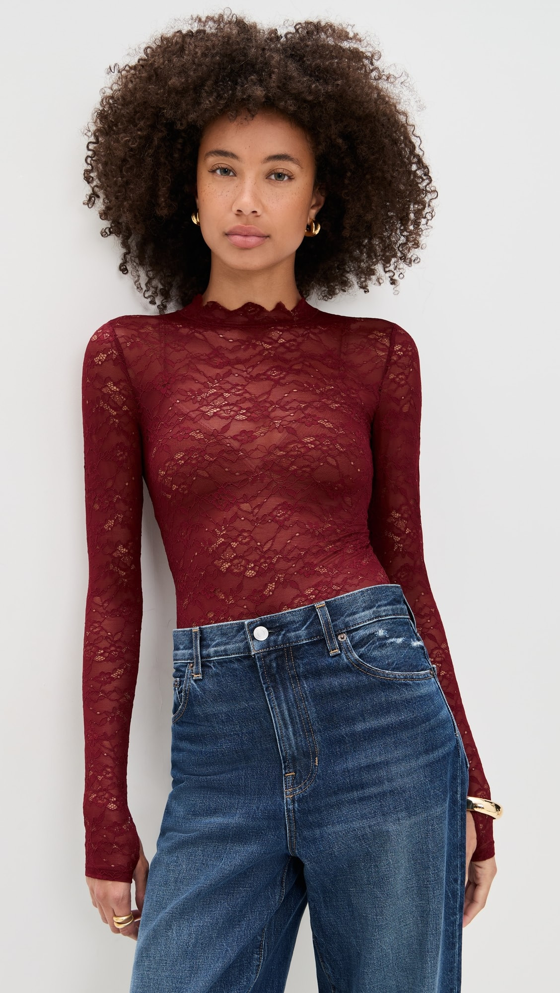 Taeyn Lace Crew Neck Bodysuit | Shopbop