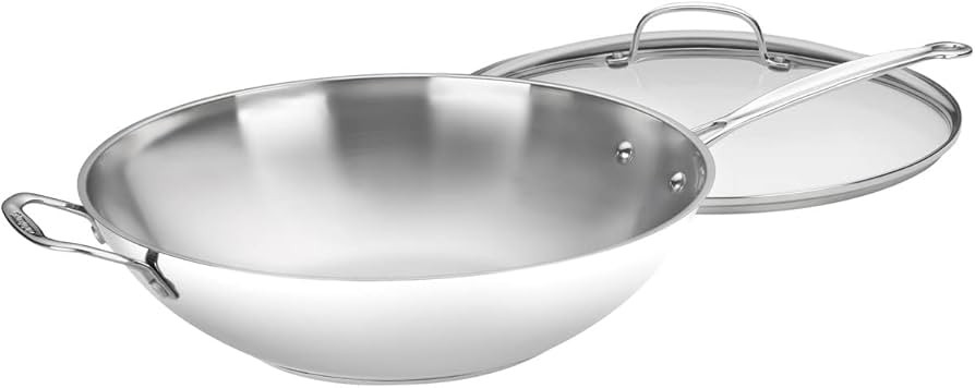 Cuisinart 14-Inch Stir-Fry Pan, Helper Handle and Glass Cover, Chef's Classic Stainless Steel, 726-3 | Amazon (US)