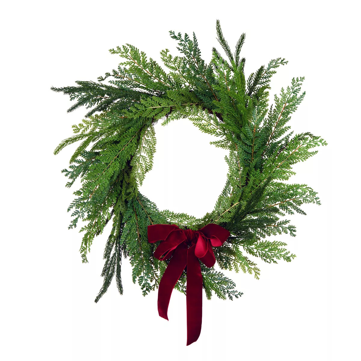 24" Unlit Christmas Cottage Evergreen Artificial Wreath with Red Ribbon - National Tree Company | Target
