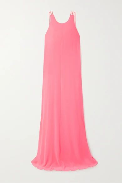 Halpern - Neon Georgette Maxi Dress - Bright pink | NET-A-PORTER (US)