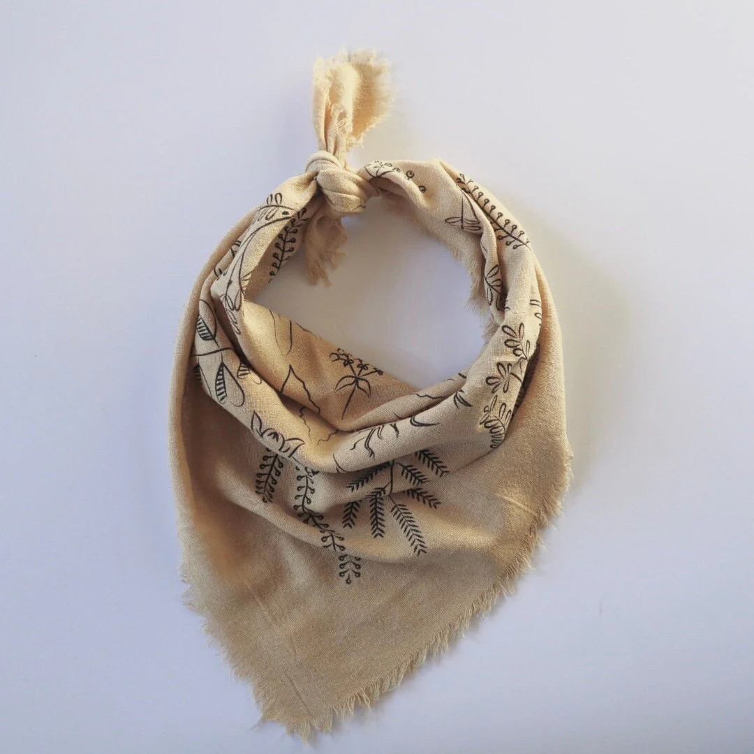 Oatmeal Naturally Dyed Handmade Botanical Patterned Bandana/scarf - Back Ink - Etsy | Etsy (US)