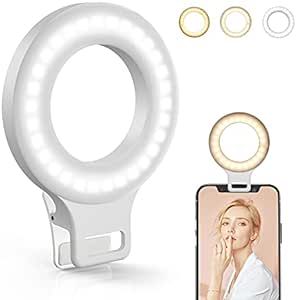 Clip on Ring Light, Kimwood Rechargeable 60 LED Selfie Ring Light for Phone, Laptop, Tablet ( 3 M... | Amazon (US)