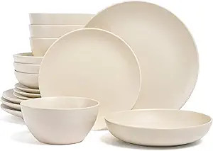 over&back Coupe Dinnerware Set - Stoneware Dishes - Comes with 4 Dinner Plates, 4 Salad Plates, 4... | Amazon (US)
