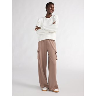 Scoop Women's Ultimate ScubaKnit Wide Leg Cargo Pants, Sizes XS-XXL | Walmart (US)