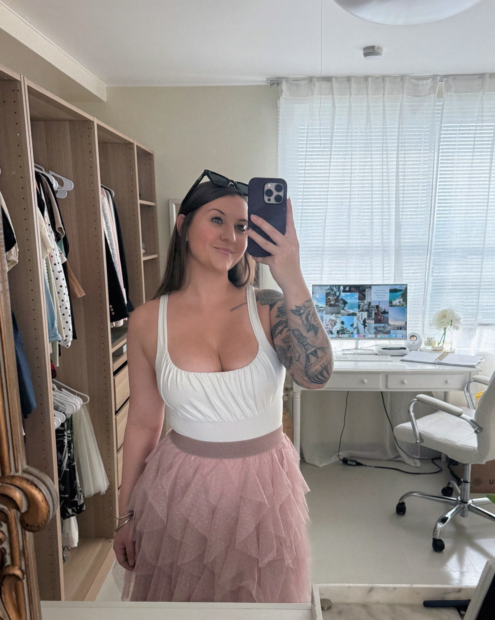 The prettiest pink ruffled tulle midi skirt from Anthropologie 🤍

Wearing a size small in both. 


#LTKootd