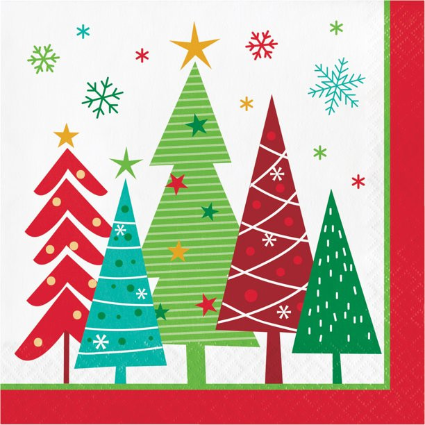 Creative Converting Holiday Fun Christmas Trees Paper 6.5" Napkins 48 Count - Walmart.com | Walmart (US)