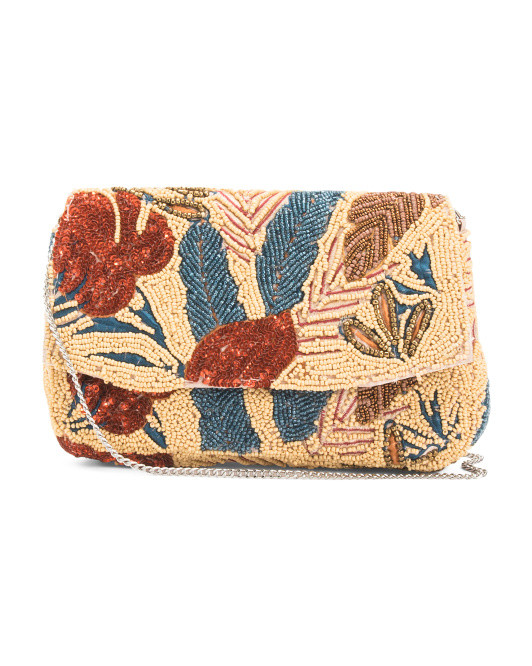 Beaded Leaf Clutch | TJ Maxx