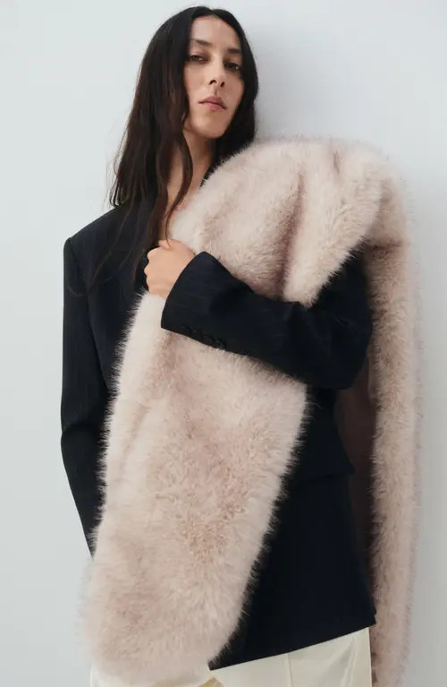 MANGO Selection Faux Fur Scarf in Beige at Nordstrom | Nordstrom